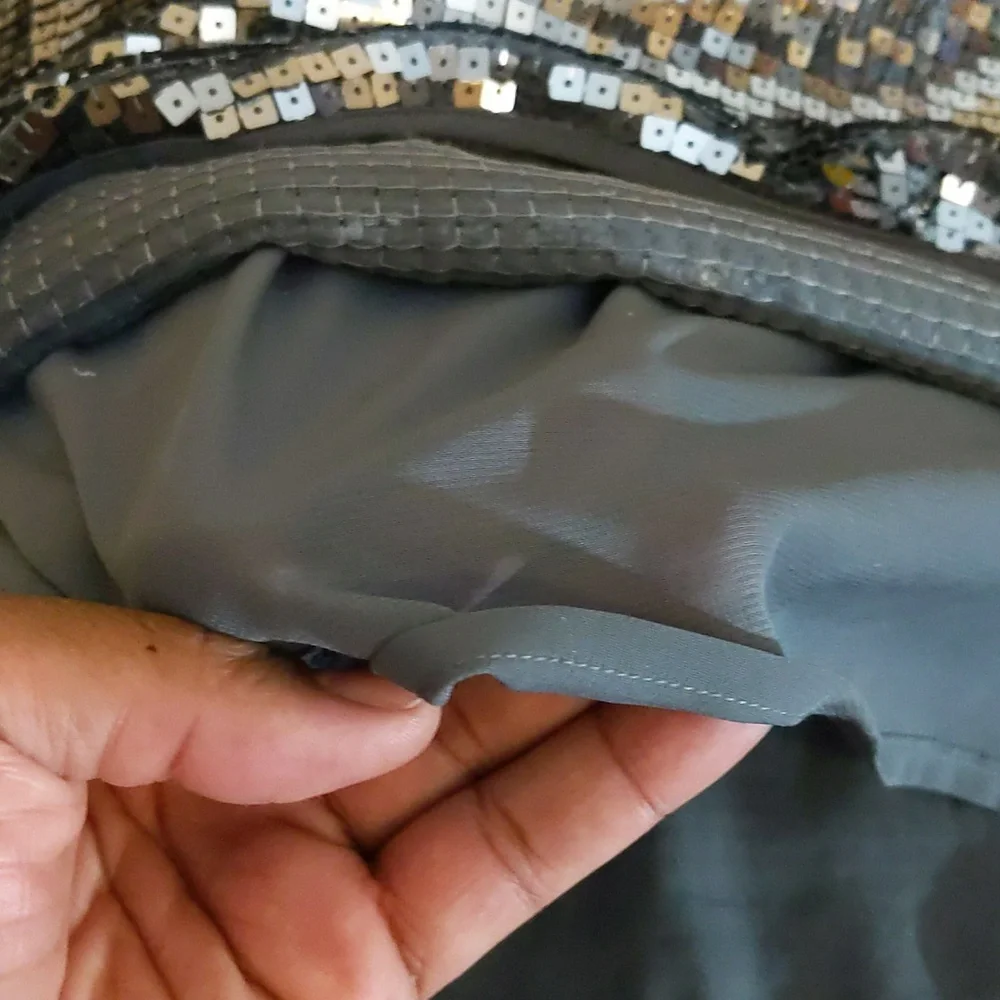 Joe Fresh| NWT Silver Spaghetti Strap Square Sequined Dress - Picture 9 of 13